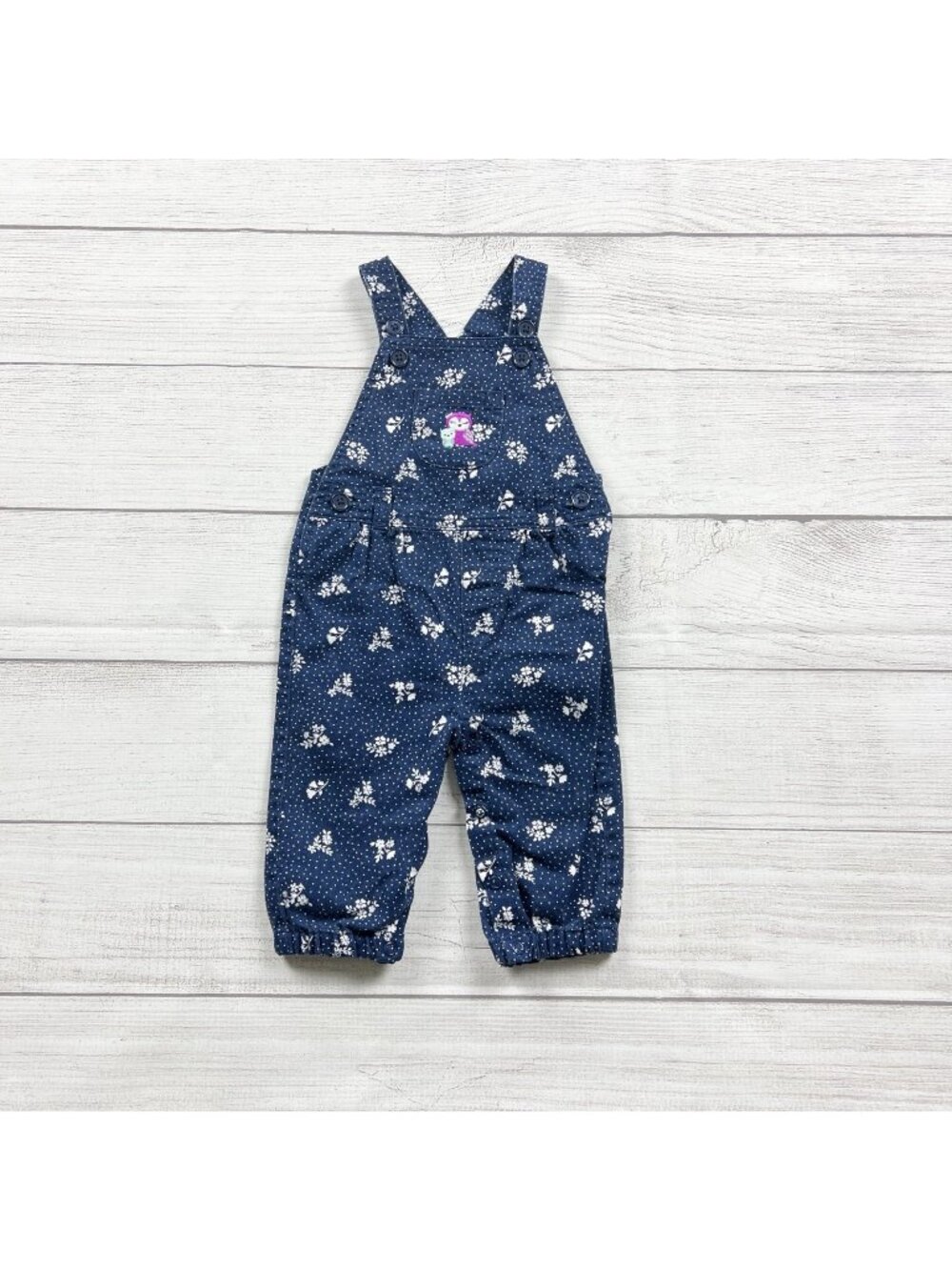 Just One You By Carter’s Infant Girls’ Blue Floral Print Overalls Size 3-6 Month